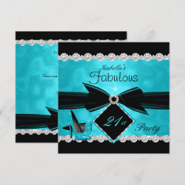 Prachtige 21 Turquoise Zwart Zilver Verjaardagsfee Kaart