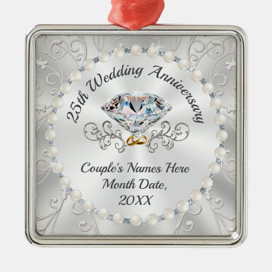 Prachtige 25th Wedding Jubileum Ornament (Voorkant)