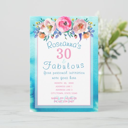 Prachtige 30 en Fabulous Floral Kaart (Staand voorkant)