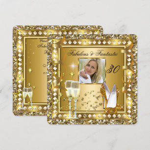 Prachtige 30 Foto Gouden Glamour Hollywood Verjaar Kaart