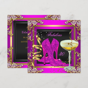 Prachtige 30 Roze Gouden Verjaardagsfeestje Kaart