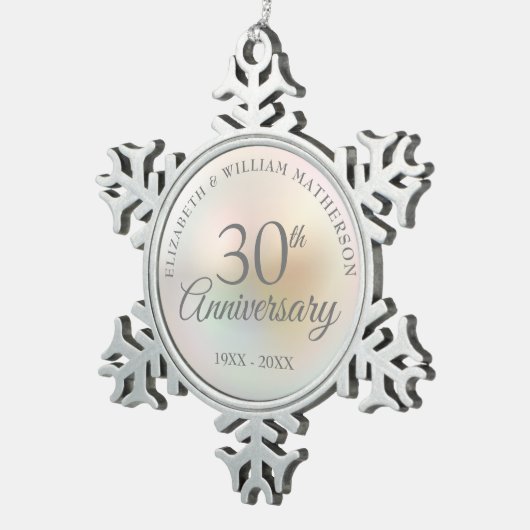 Prachtige 30e Jubileum uit Pearl Tin Sneeuwvlok Ornament (Rechts)