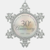 Prachtige 30e Jubileum uit Pearl Tin Sneeuwvlok Ornament (Voorkant)