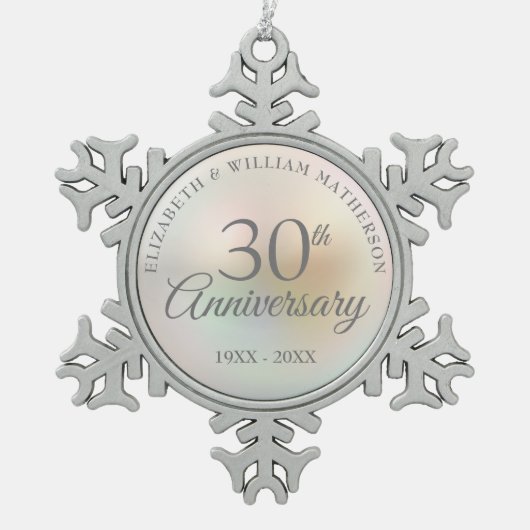 Prachtige 30e Jubileum uit Pearl Tin Sneeuwvlok Ornament (Voorkant)