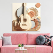 Prachtige 3D gitaar Canvas Afdruk (Insitu (Woonkamer))