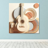Prachtige 3D gitaar Canvas Afdruk (Insitu (Houten vloer))