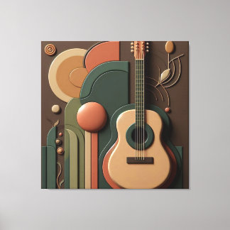Prachtige 3D gitaar Canvas Afdruk