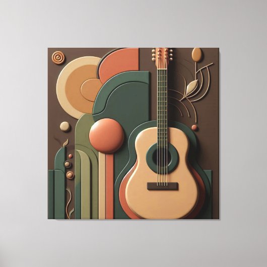 Prachtige 3D gitaar Canvas Afdruk (Voorkant)
