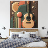 Prachtige 3D gitaar Canvas Afdruk (Insitu (Slaapkamer))