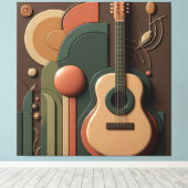 Prachtige 3D gitaar Canvas Afdruk (Insitu (Houten vloer))