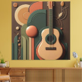 Prachtige 3D gitaar Canvas Afdruk (Insitu (Woonkamer))