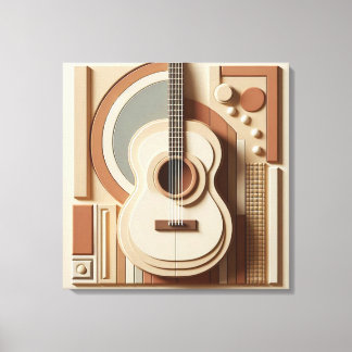 Prachtige 3D gitaar Canvas Afdruk
