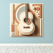 Prachtige 3D gitaar Canvas Afdruk (Insitu (Houten vloer))