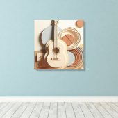 Prachtige 3D gitaar Canvas Afdruk (Insitu (Houten vloer))
