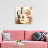 Prachtige 3D gitaar Canvas Afdruk (Insitu (Woonkamer))