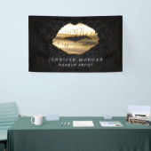 Prachtige 3D Gold Lips Damask Schoonheidssalon Spandoek (Beurs)