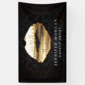 Prachtige 3D Gold Lips Damask Schoonheidssalon Spandoek (Verticaal)