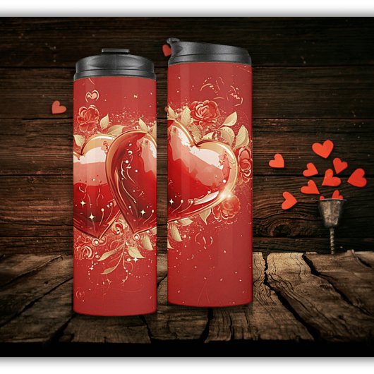 Prachtige 3D-harten houden van thermische tuimelaa Thermosbeker