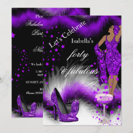 Prachtige 40 Dames Paarse Champagne Verjaardagsfee Kaart