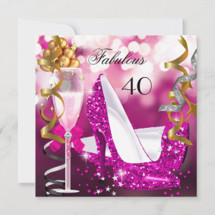 Prachtige 40 Roze Gouden Bellen Glitter Feest 3 Kaart