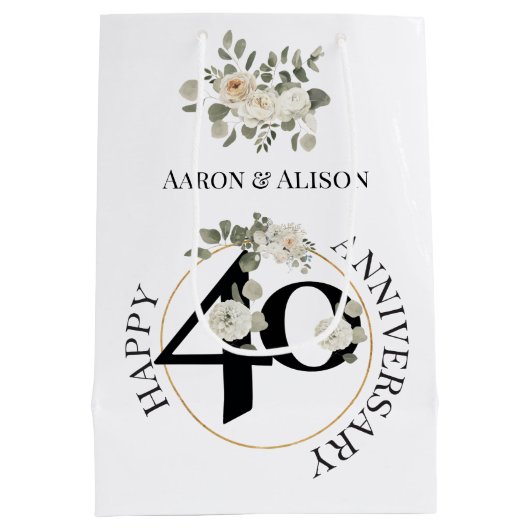 Prachtige 40e Jubileum middelgrote Gift-tas Medium Cadeauzakje (Achterkant)