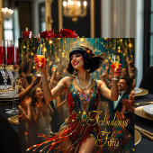 Prachtige 50 1920’ Art deco Vrouw flapper Kaart