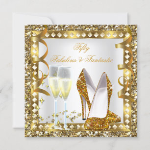 Prachtige 50 & Fantastisch Witgoud Glam Verjaardag Kaart