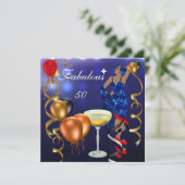 Prachtige 50 Fifty Diva Blauw Zwart Rode Lichten Kaart (Staand voorkant)