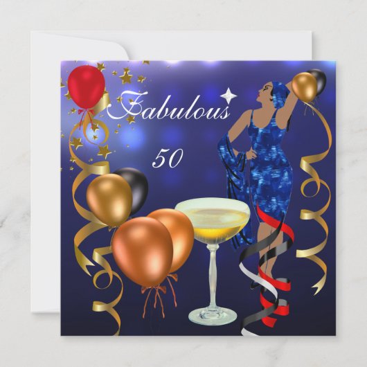 Prachtige 50 Fifty Diva Blauw Zwart Rode Lichten Kaart (Voorkant)