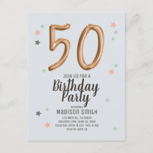 Prachtige 50 Folie Ballon Sterren Verjaardagsuitno Uitnodiging Briefkaart