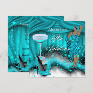 Prachtige 50 Glamoureuze Turquoise Blauwe Hoge Hak Kaart