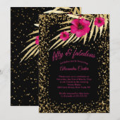 Prachtige 50 Pink Zwart Goud Glitter Verjaardag Kaart (Voorkant / Achterkant)