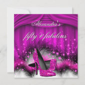Prachtige 50 Prume Roze Hoge Hakken Veren Verjaard Kaart (Voorkant)