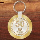 Prachtige, 50e Jubileum Favors CHEAP, Golden Sleutelhanger (Achterkant)