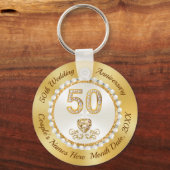 Prachtige, 50e Jubileum Favors CHEAP, Golden Sleutelhanger (Voorkant)
