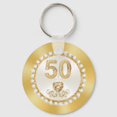 Prachtige, 50e Jubileum Favors CHEAP, Golden Sleutelhanger (Achterkant)