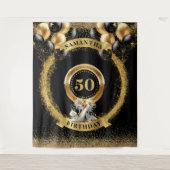 Prachtige 50e verjaardag achtergrond gouden ballon wandkleed (Voorkant)