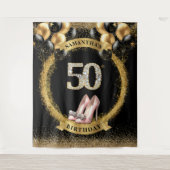 Prachtige 50e verjaardag diamant nummers hoge hakk wandkleed (Voorkant)