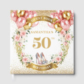 Prachtige 50e verjaardag gastenboek roze hakken Bo (Voorkant)