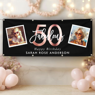 Prachtige 50e Verjaardag Verjaardagsfoto Chic Zwar Spandoek