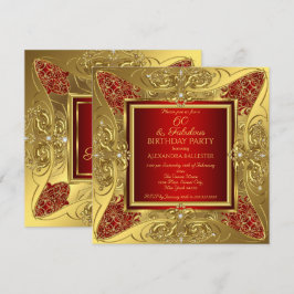 Prachtige 60 Rode Gouden Verjaardagsfeest Diamant Kaart