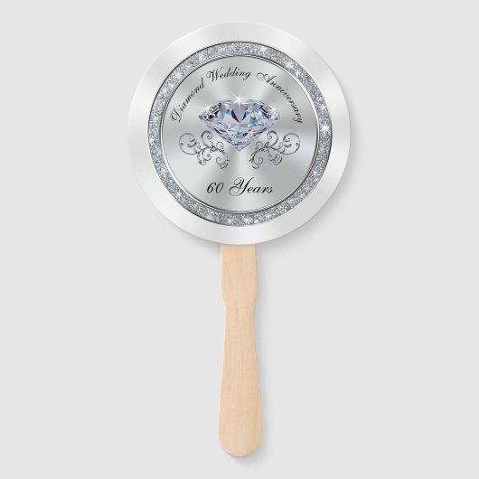 Prachtige 60e bruiloft Jubileum Party Favors Handwaaier (Voorkant)