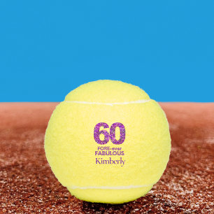 Prachtige 60e verjaardag, FOREever 60 Paarse Bloem Tennisballen