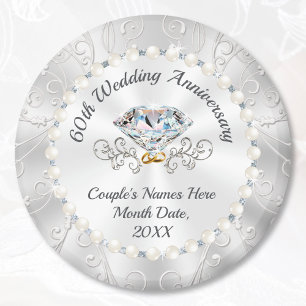 Prachtige 60th Wedding Jubileum Favors, Diamond Magneet