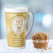 Prachtige, 80ste Verjaardag Mokken, voor Lattes, K Latte Mok
