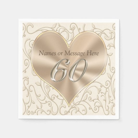 Prachtige aangepaste 60e verjaardag servetten, ver servetten (Voorkant)