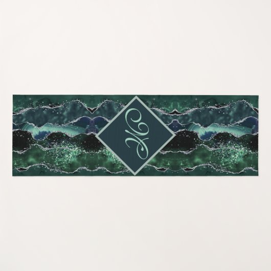 Prachtige aangepaste naam Blue Green Agate Rock De Yogamat (Voorkant (horizontaal))