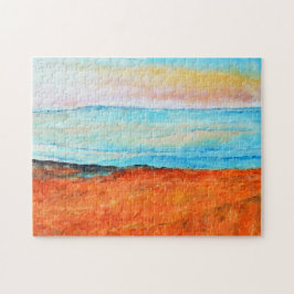 Prachtige Abstract Oranje blauw strand Legpuzzel