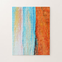 Prachtige Abstract Oranje blauw strand Legpuzzel