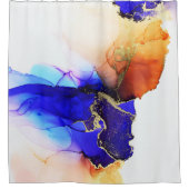 Prachtige Abstracte kunst Indigoblauw Sinaasappel Douchegordijn (Voorkant)